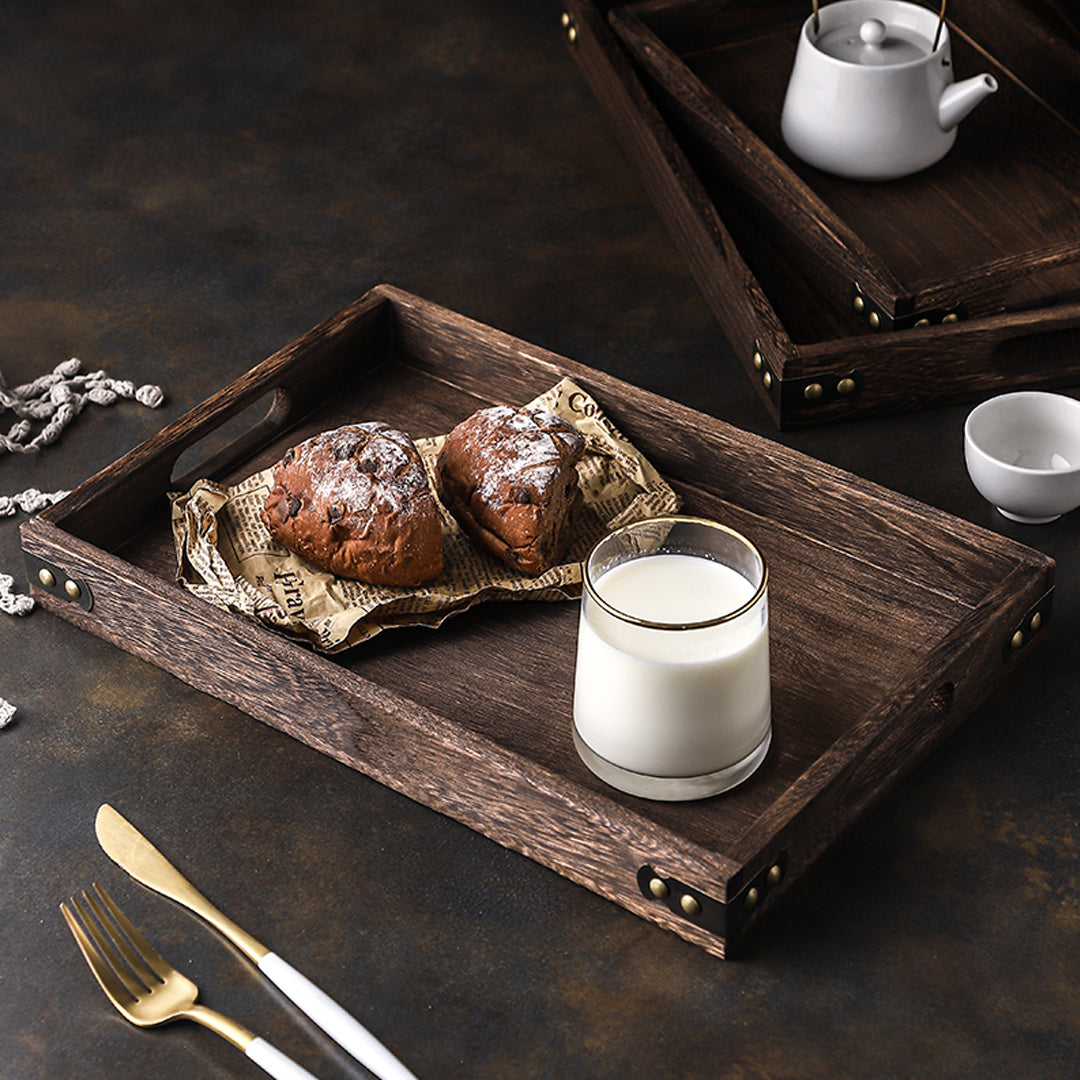 SOGA Walnut Rectangle Serving Tray Large