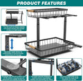 CARLA HOME 2-Tier Kitchen Under Sink Organiser Storage with Height Adjustable, Unique Slide Rail & Suction Cups for Storage