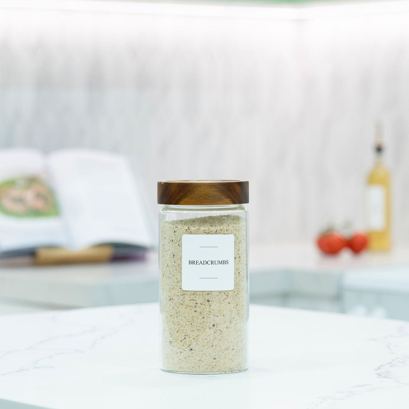 1200ml clear glass storage jar with acacia lid