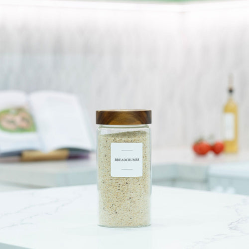 1200ml clear glass storage jar with acacia lid