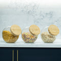 4 litre tilted glass storage jar with bamboo lid