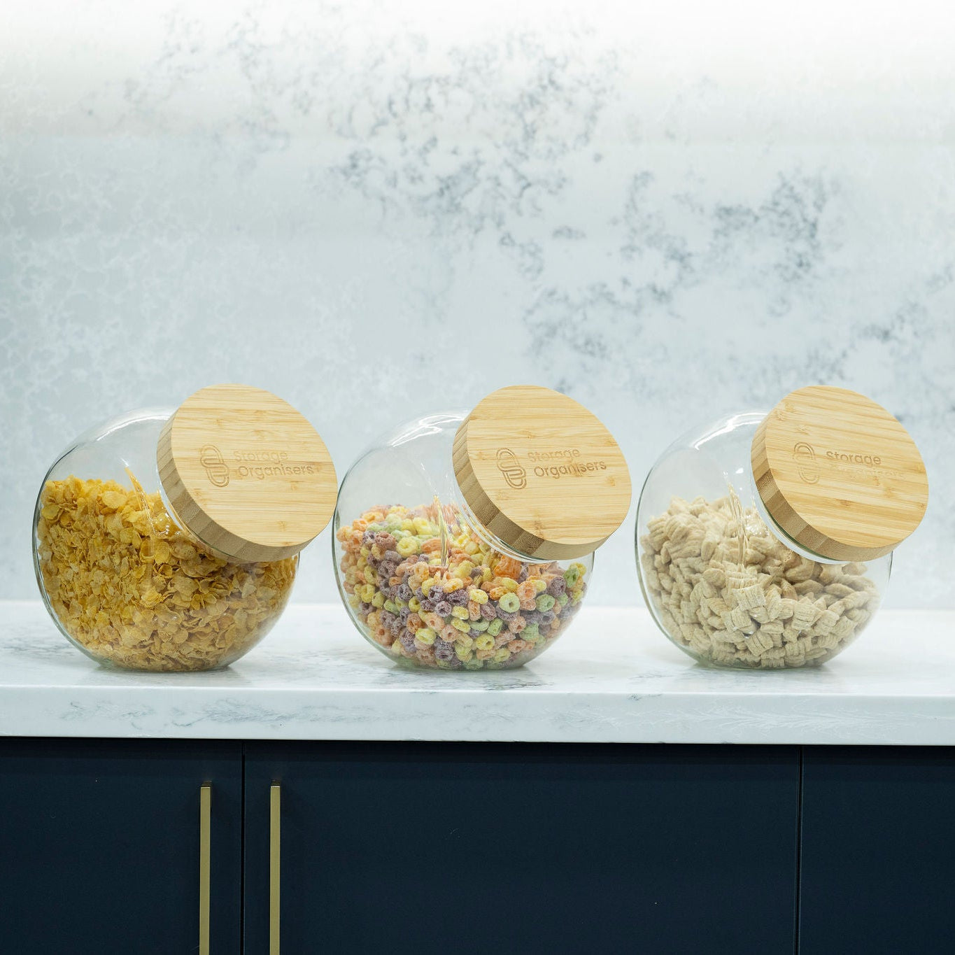 4 litre tilted glass storage jar with bamboo lid