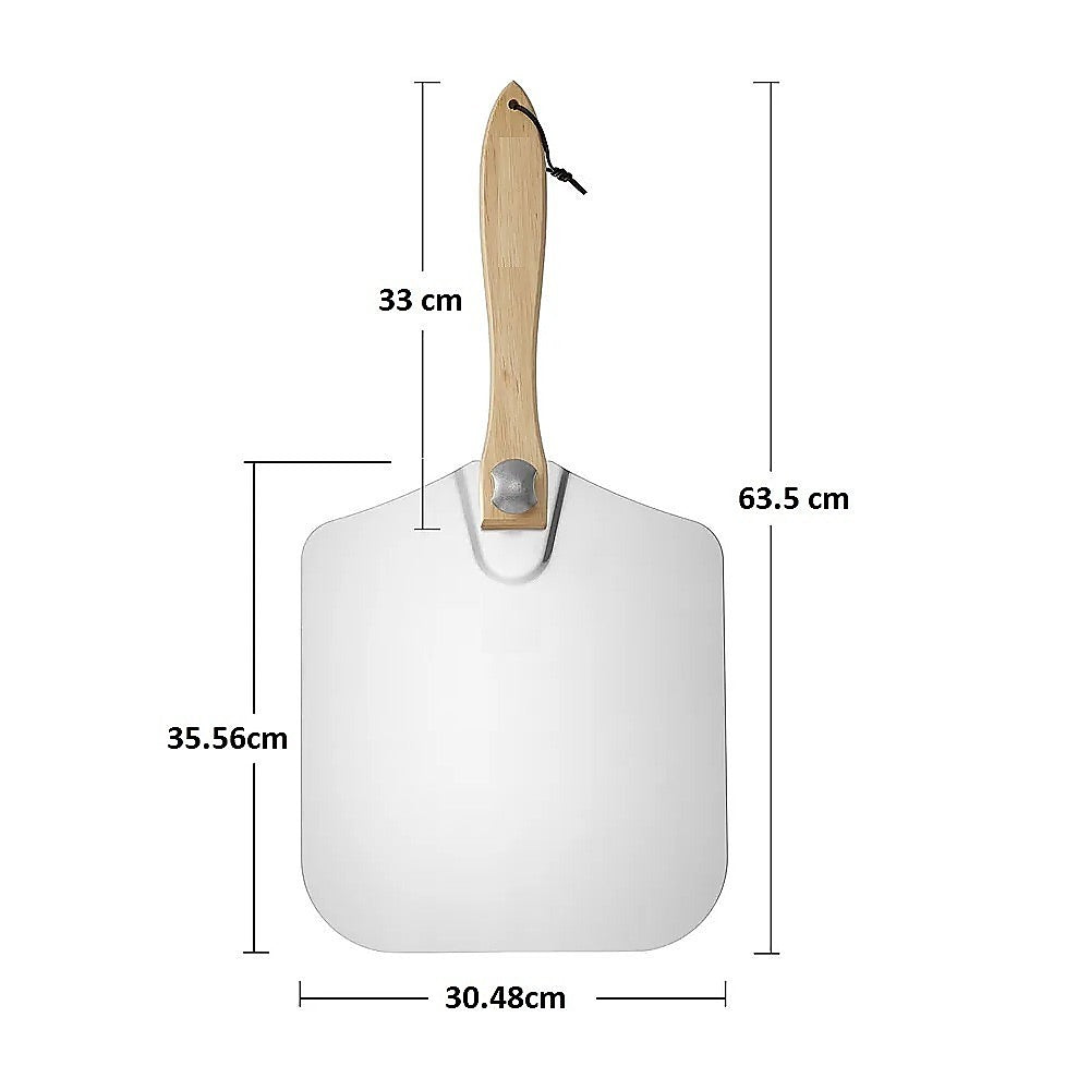 NNEDSZ Pizza Peel Paddle w/ Foldable Handle for Baking Oven & Grill Aluminium